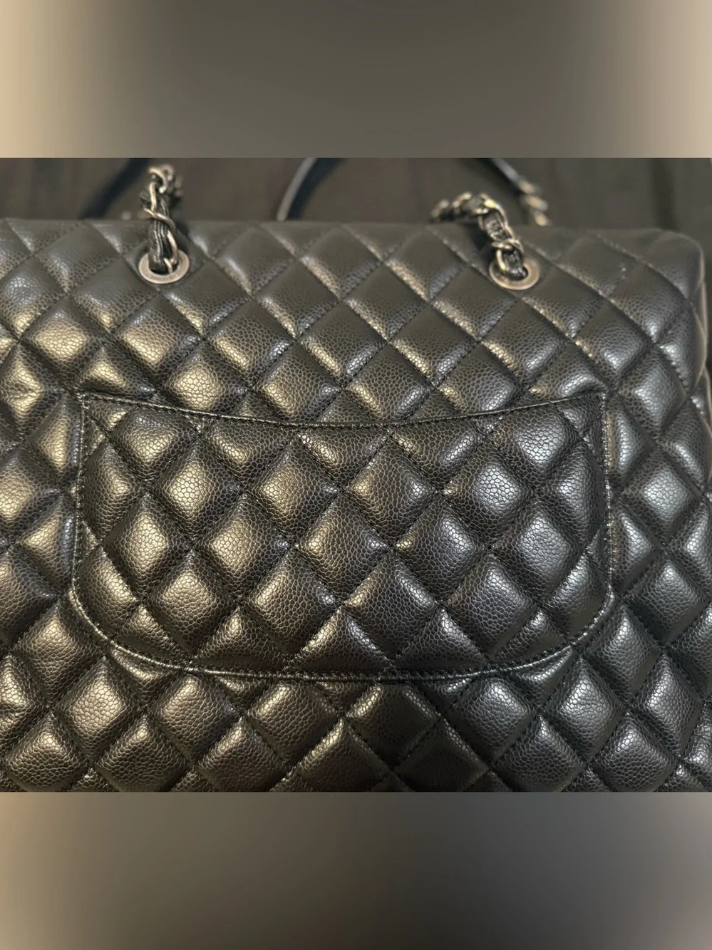 Authentic Chanel - Large Shopping tote in black caviar leather and ruthenium